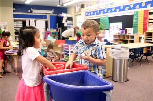 Preschool students in a classroom.